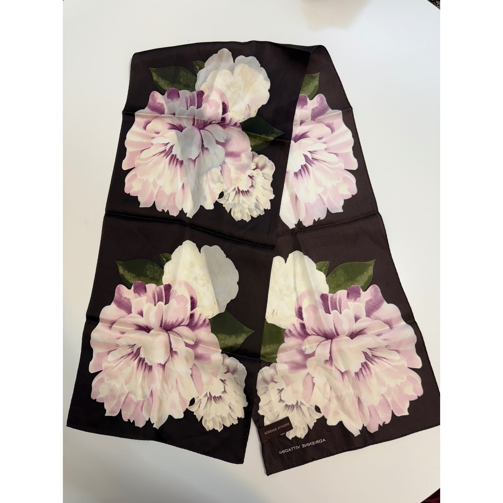 Adrienne Vittadini 100% Silk Floral Scarf Elegant Coquette Soft Girl Peony Print